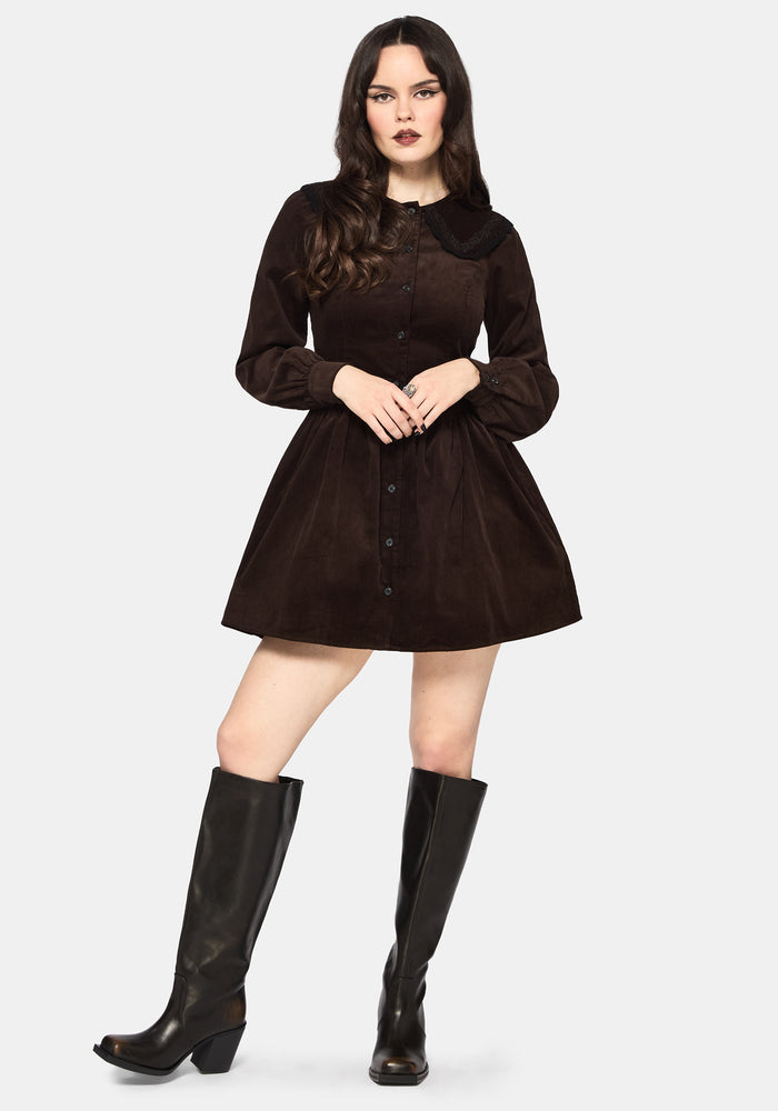 Kora Floral Embroidered Cord V Waist Mini Dress