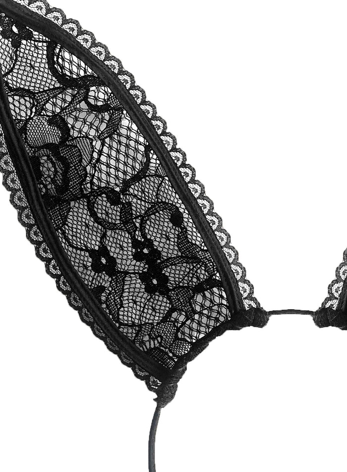 Lace Bunny Ears-black-flat