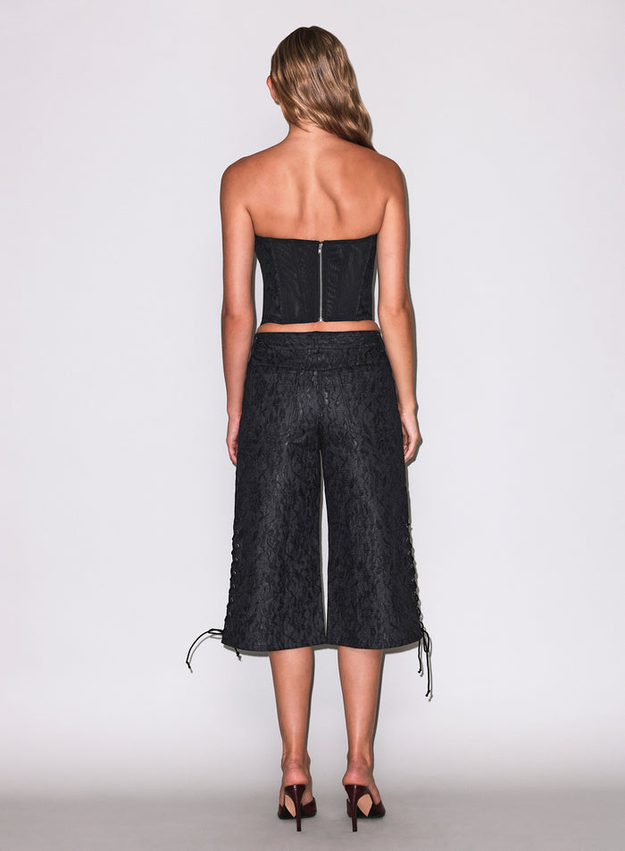 Lace Denim Bustier- Black- FDM