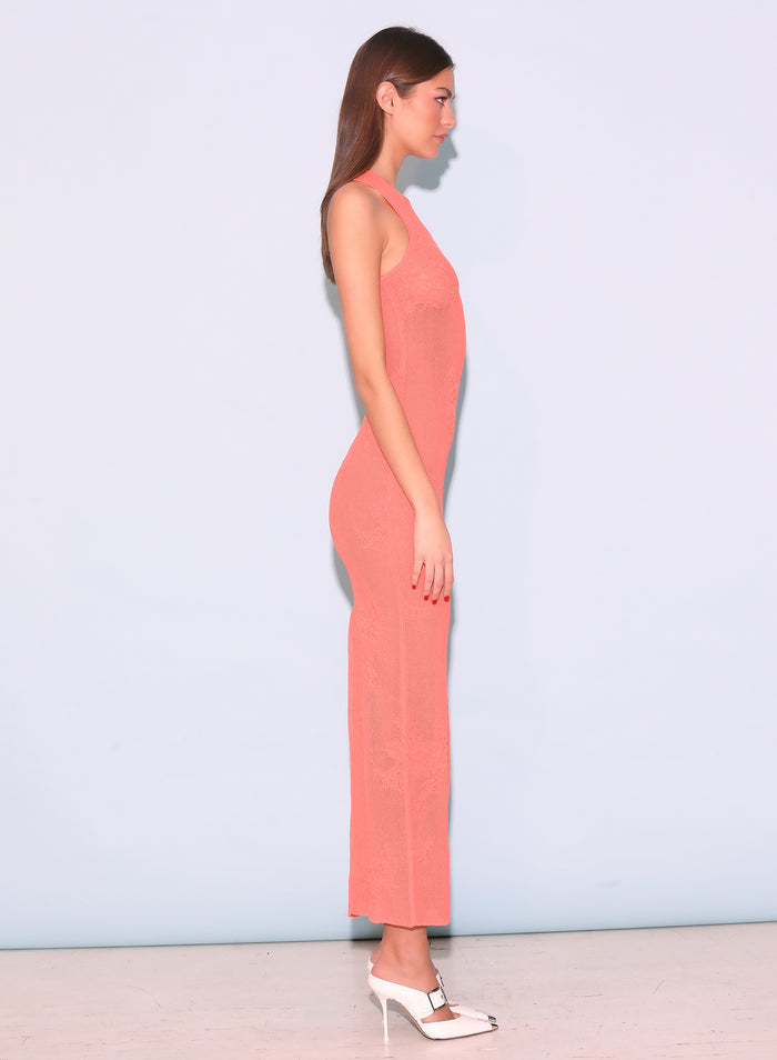 Lace Pointelle Maxi Dress-tangerine