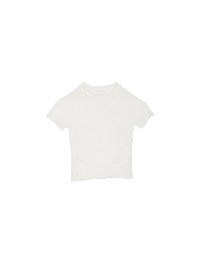 Lace Pointelle Tee-ivory-flat
