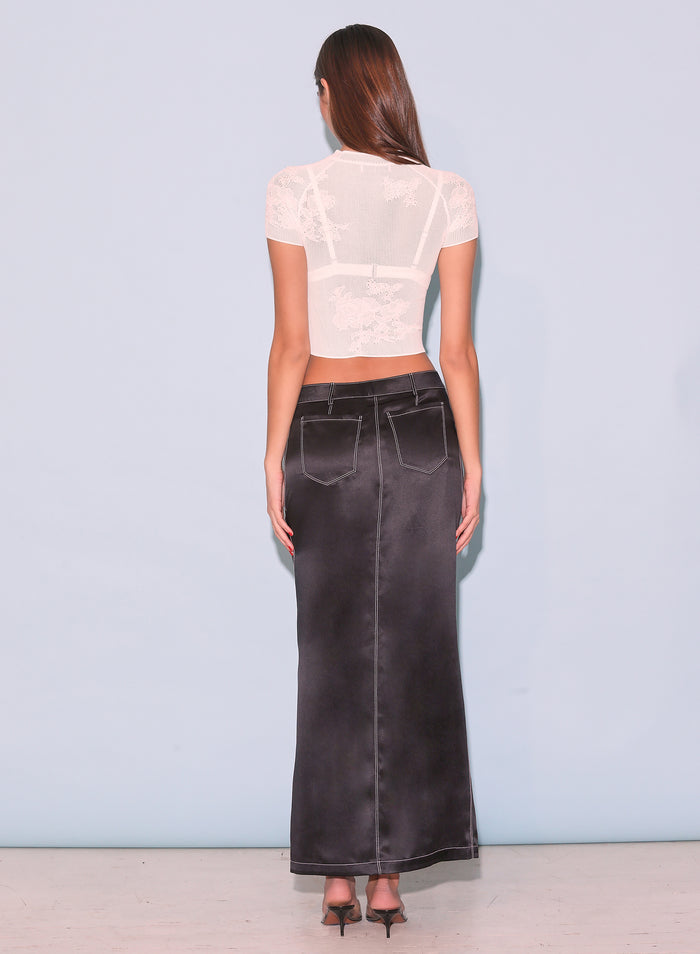 Lace Pointelle Tee-ivory