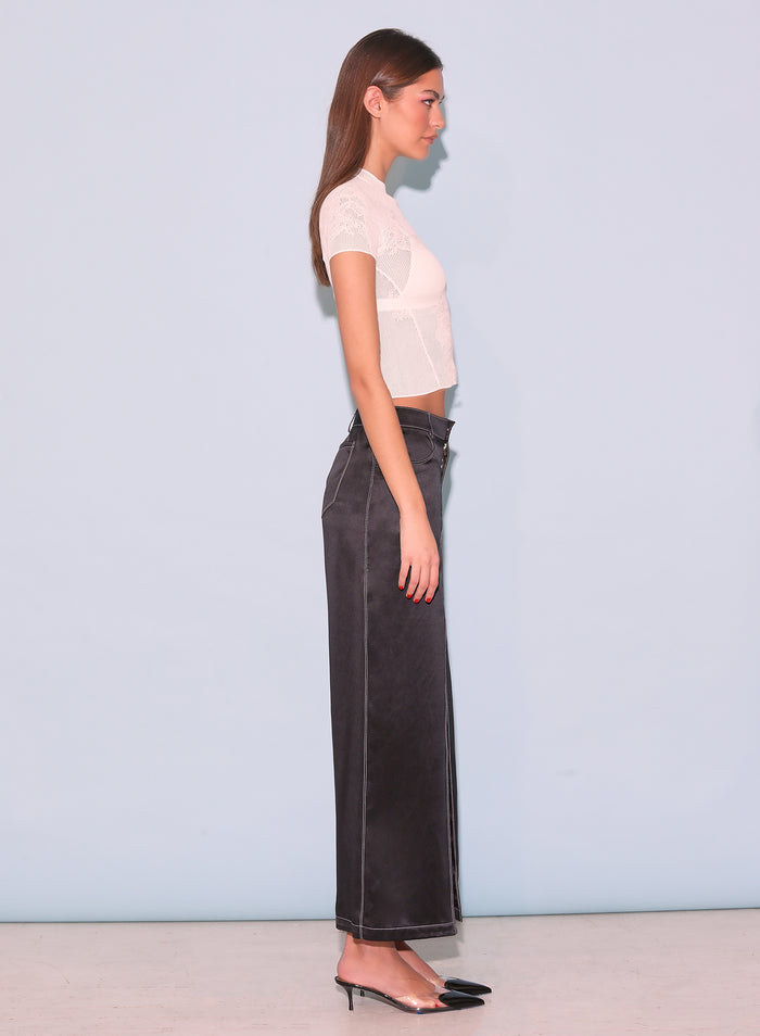 Lace Pointelle Tee-ivory