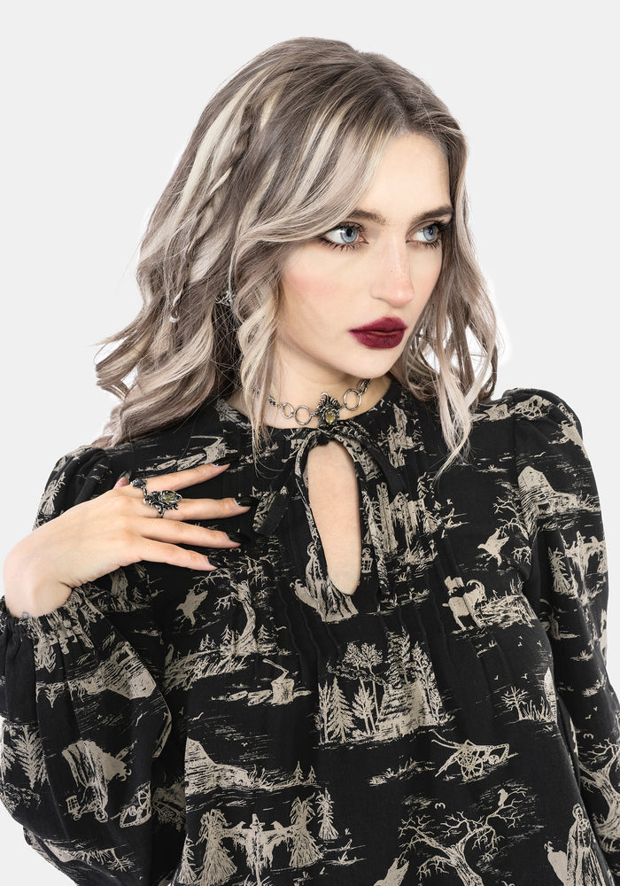 Lacelle Cotton Smock Print Blouse