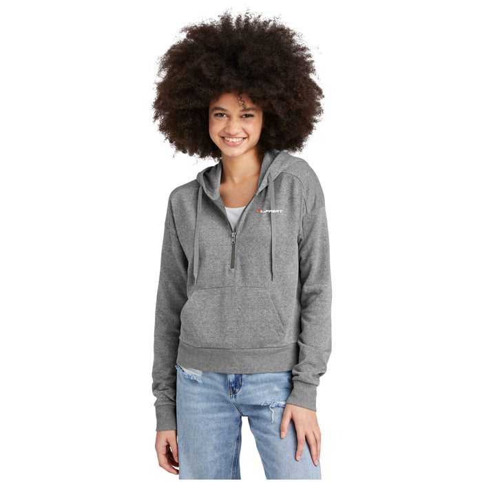 Ladies - Perfect Tri® Fleece Hooded 1/2-Zip Pullover (Heathered Charcoal)