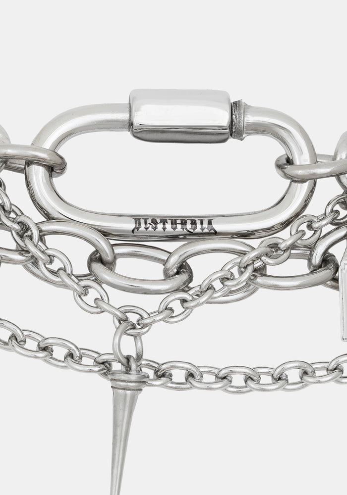 Lagoxin Stainless Steel Charm Layered Choker