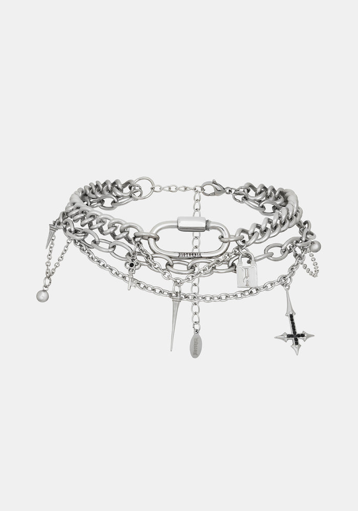 Lagoxin Stainless Steel Charm Layered Choker