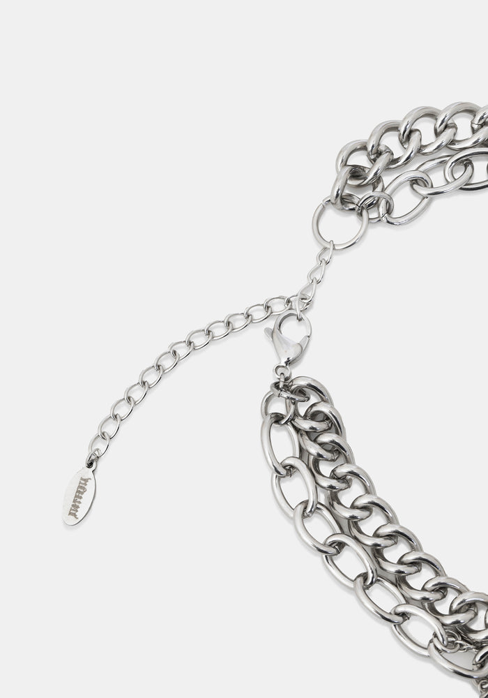 Lagoxin Stainless Steel Charm Layered Choker