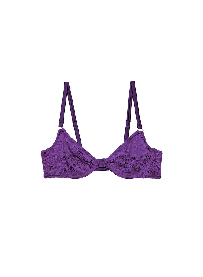 Le Stretch Lace Demi Bra-deep purple-flat