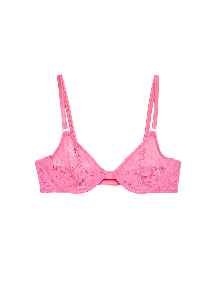 Le Stretch Lace Demi Bra-floral pink-flat