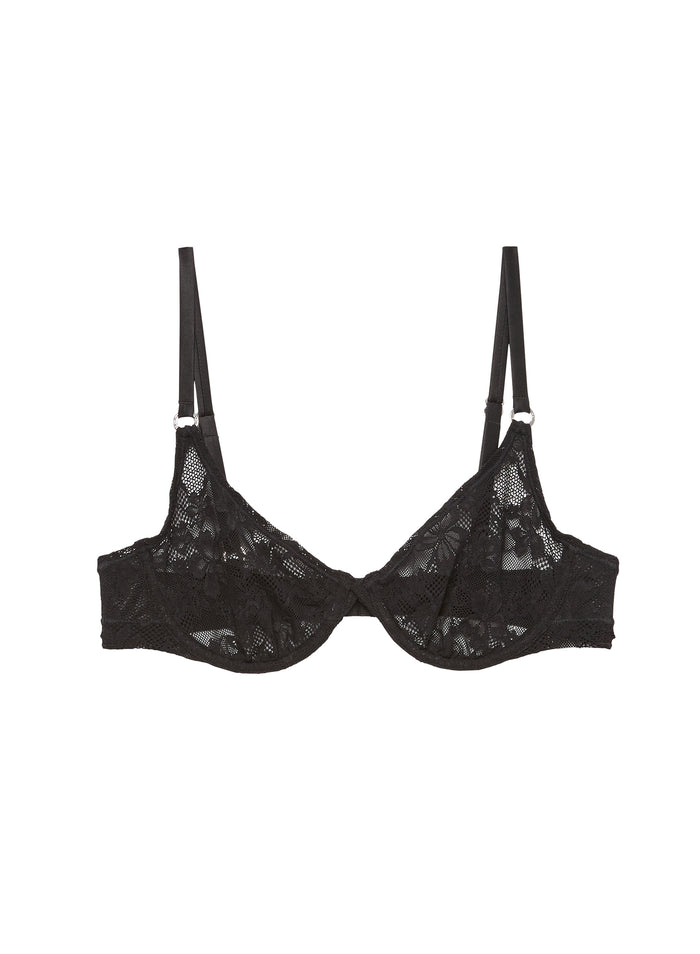 Le Stretch Lace Demi Bra-black-flat
