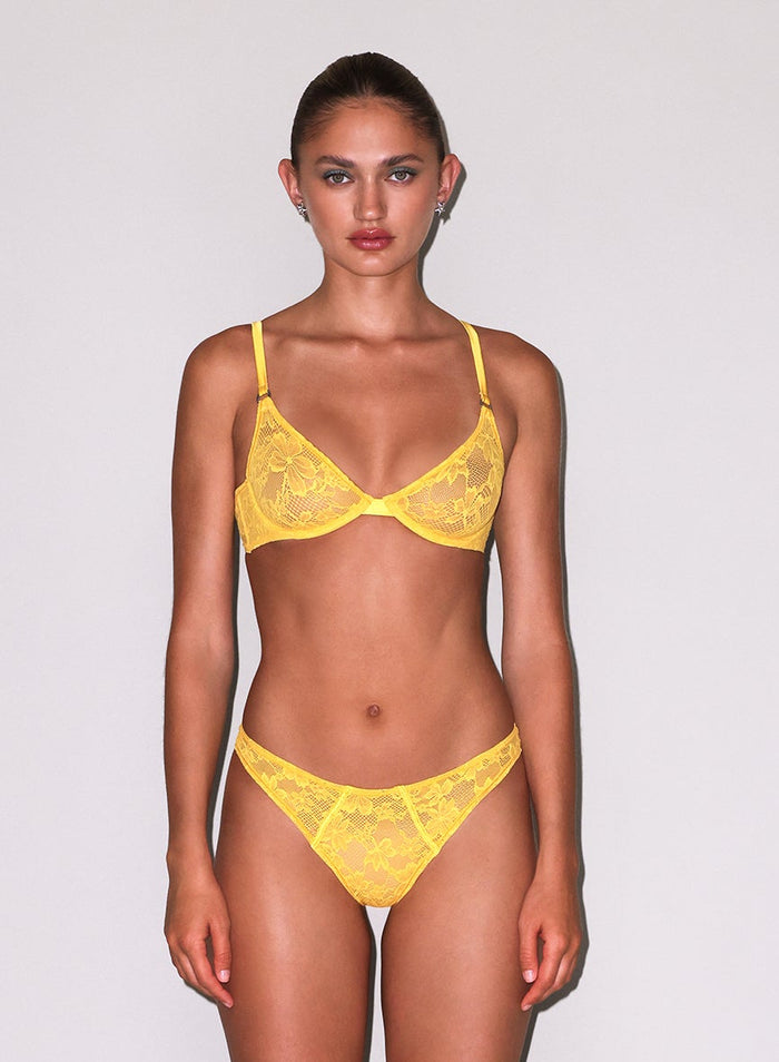 Le Stretch Lace Demi Bra-lemon
