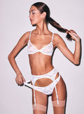 Le Stretch Lace Garter Belt-ivory-Fleur du Mal