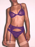 Le Stretch Lace Garter Belt-deep purple-Fleur du Mal