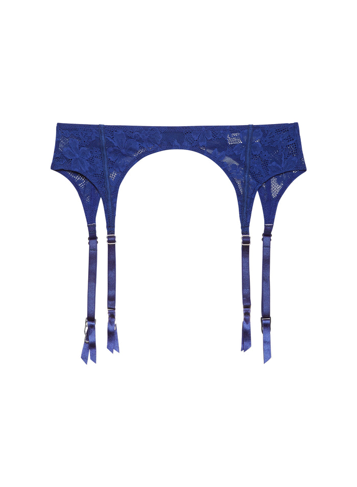 Le Stretch Lace Garter Belt-starry blue-flat