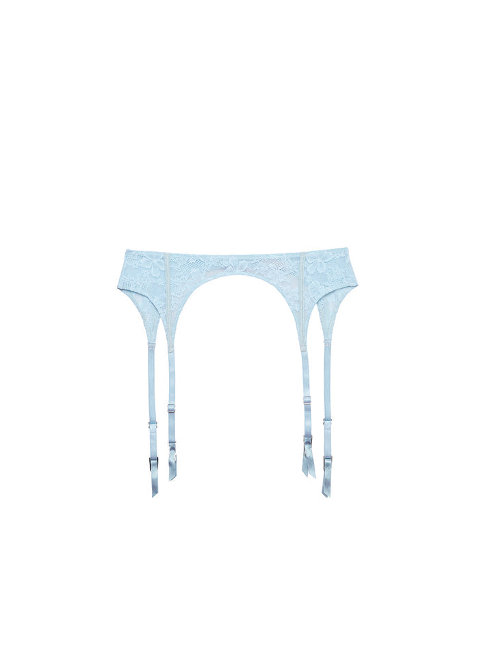 Le Stretch Lace Garter Belt-forget me not-flat