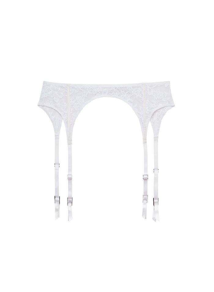 Le Stretch Lace Garter Belt-ivory-flat