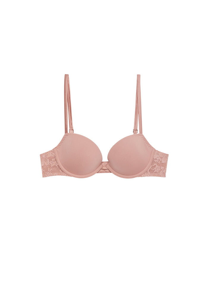 Le Stretch Lace Molded Demi Bra-tan-flat