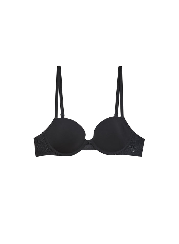 Le Stretch Lace Molded Demi Bra-black-flat