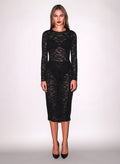 Le Stretch Lace Pencil Skirt-black-Fleur du Mal