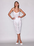 Le Stretch Lace Pencil Skirt-ivory-Fleur du Mal