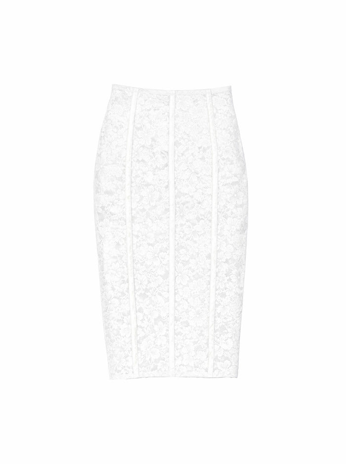 Le Stretch Lace Pencil Skirt-ivory