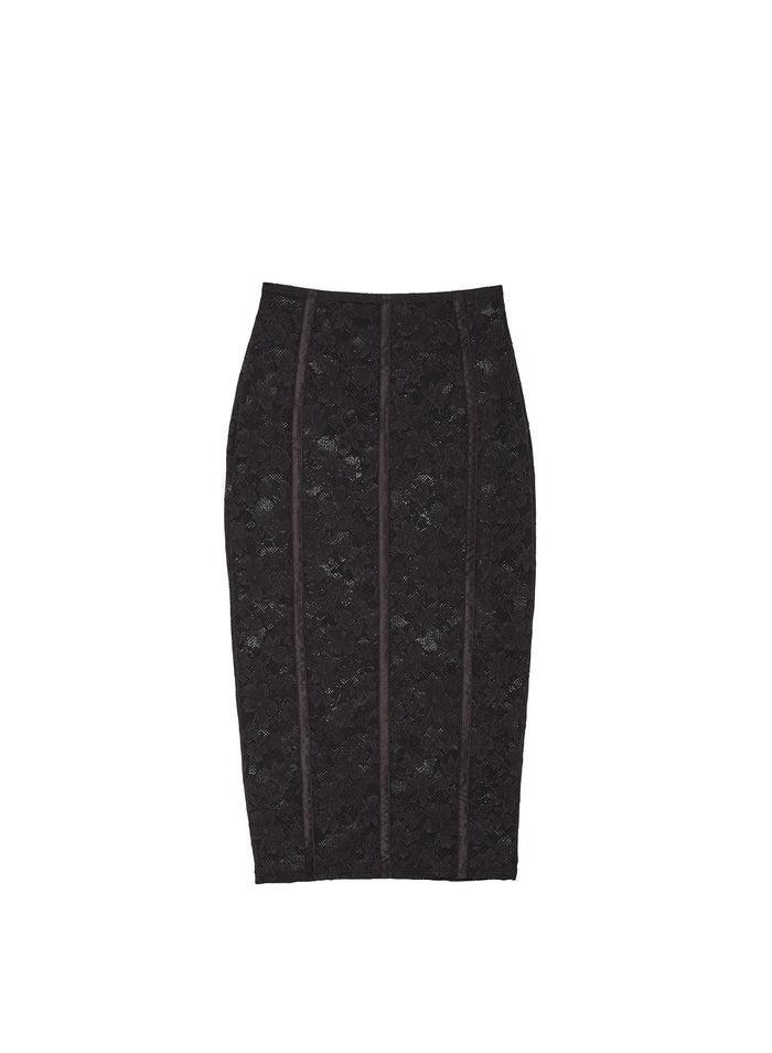 Le Stretch Lace Pencil Skirt-black-flat