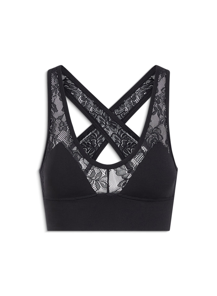 Le Stretch Lace Sports Bra-black