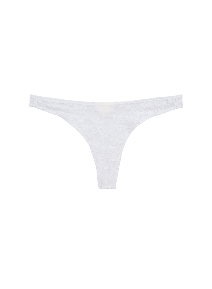 Le Stretch Lace Thong-ivory-flat