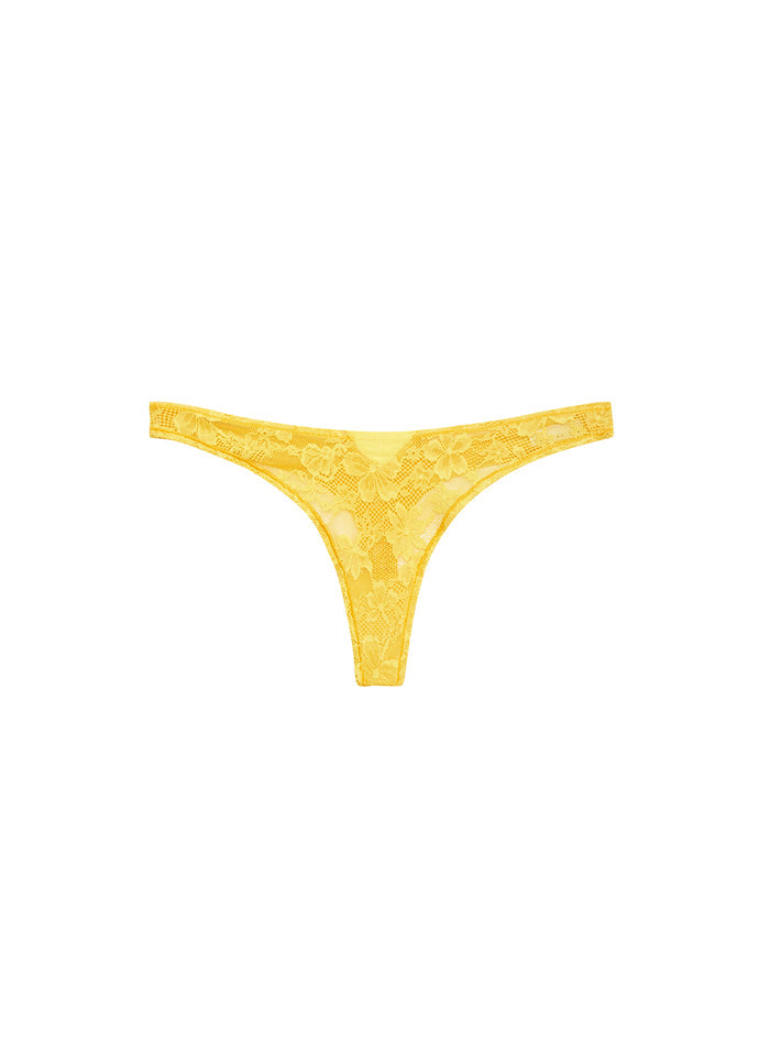 Le Stretch Lace Thong-lemon-flat