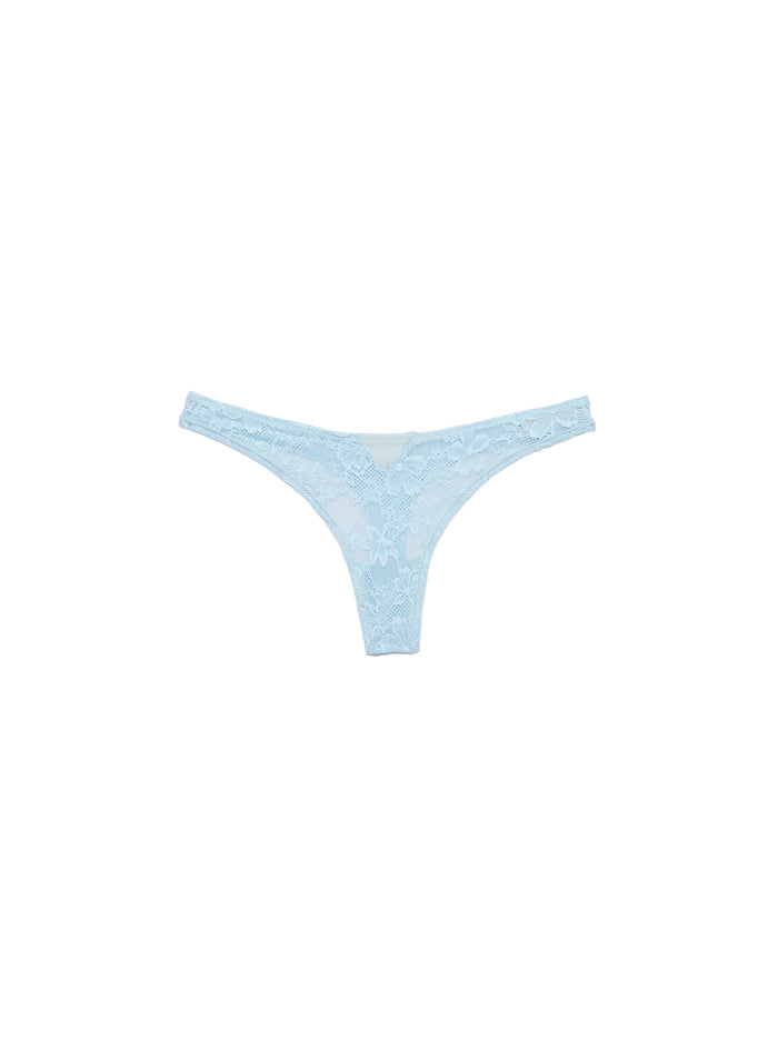 Le Stretch Lace Thong-forget me not-flat