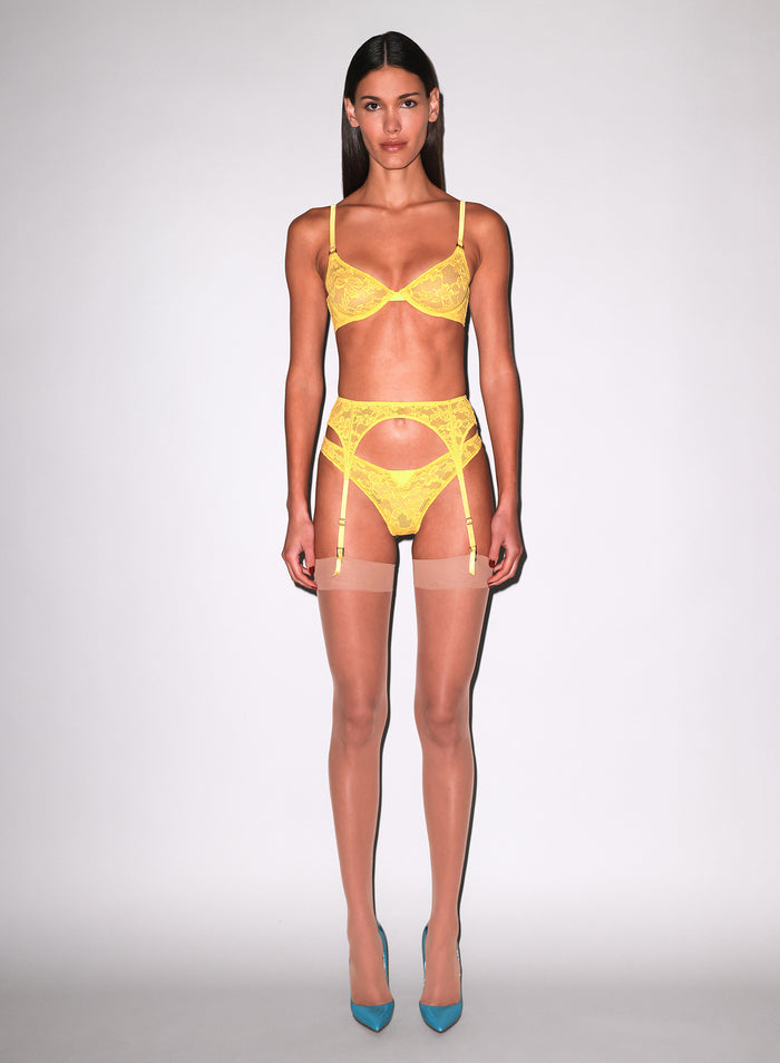 Le Stretch Lace Thong-lemon