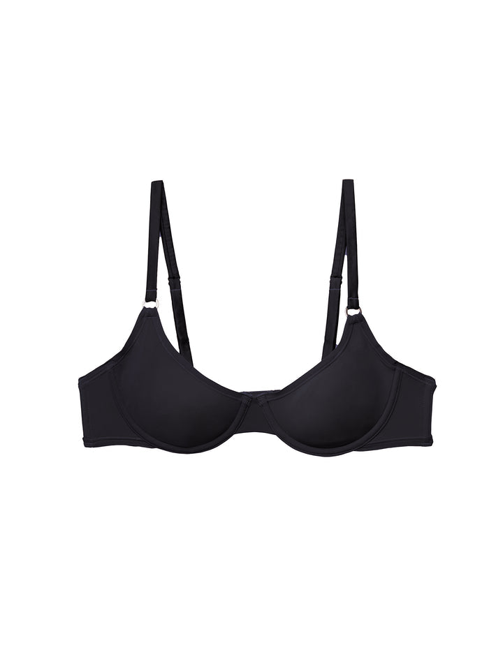 Le Stretch Micro Demi Bra-black-flat