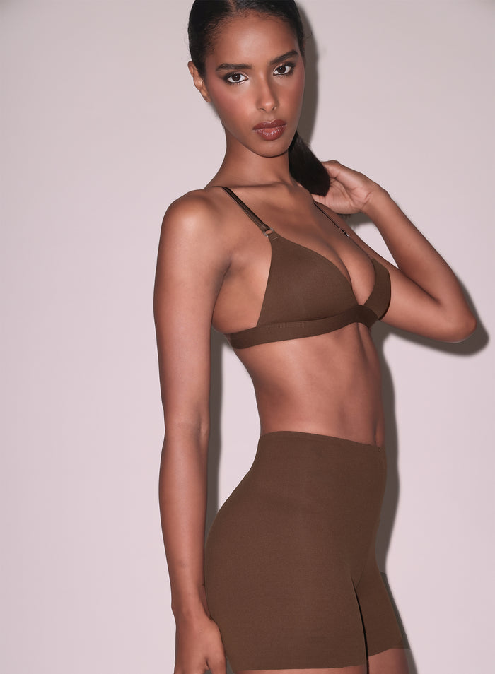 Le Stretch Micro Triangle Bra-cocoa-side