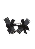 Leather Cuffs with Silk Bows-black-Fleur du Mal-flat