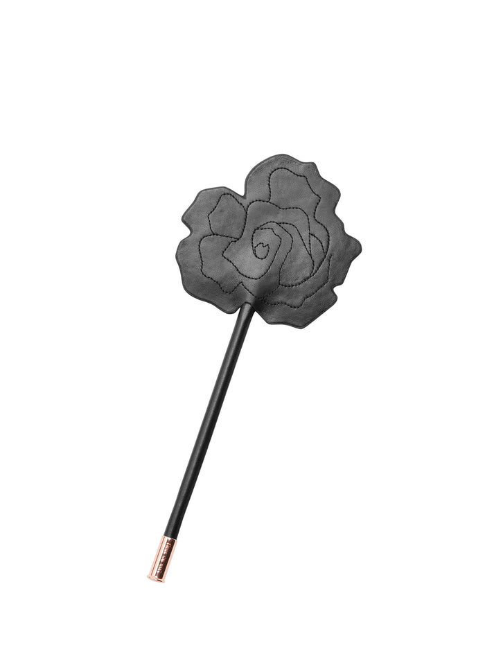 Leather Rose Shaped Paddle-black-flat