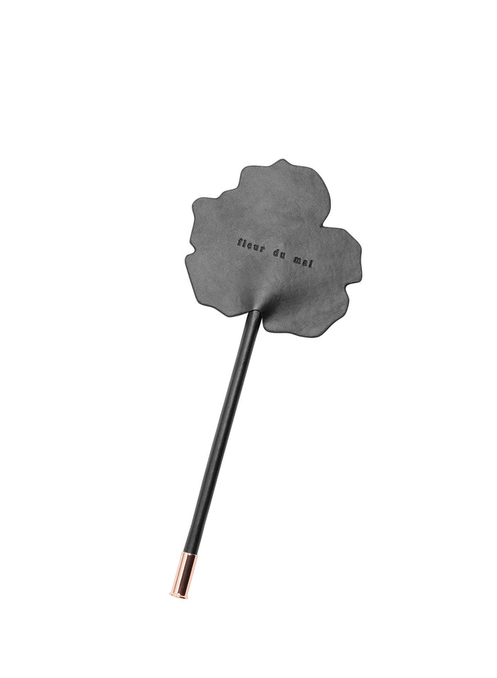 Leather Rose Shaped Paddle-black-flat
