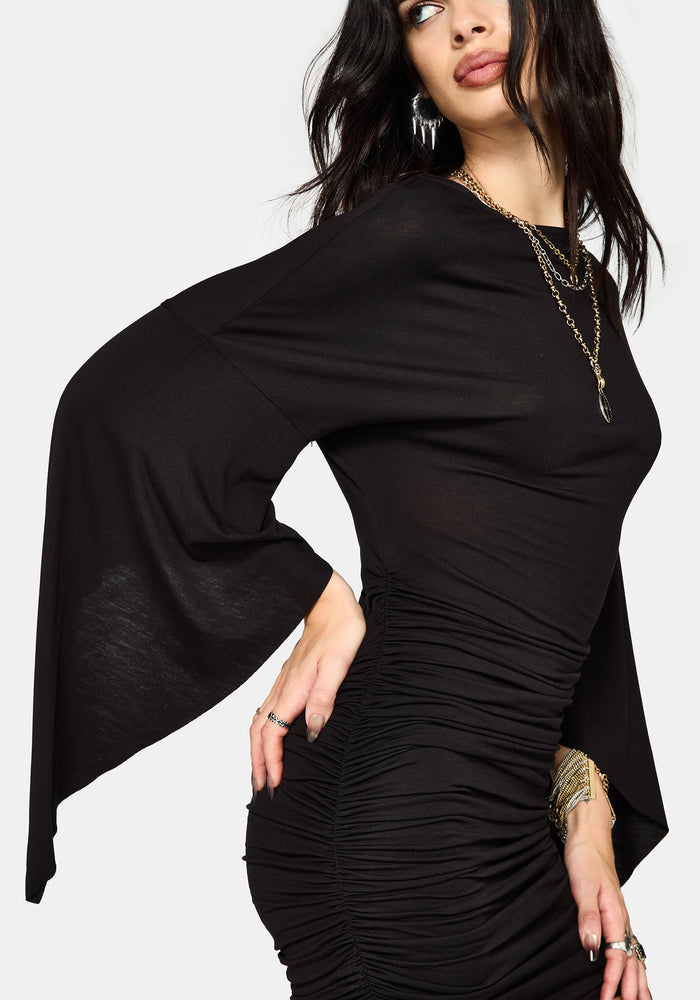 Leela Cape Ruched Mini Dress