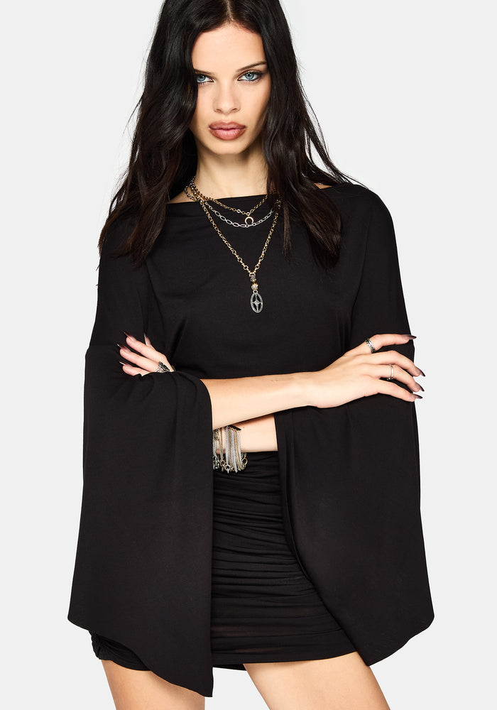 Leela Cape Ruched Mini Dress