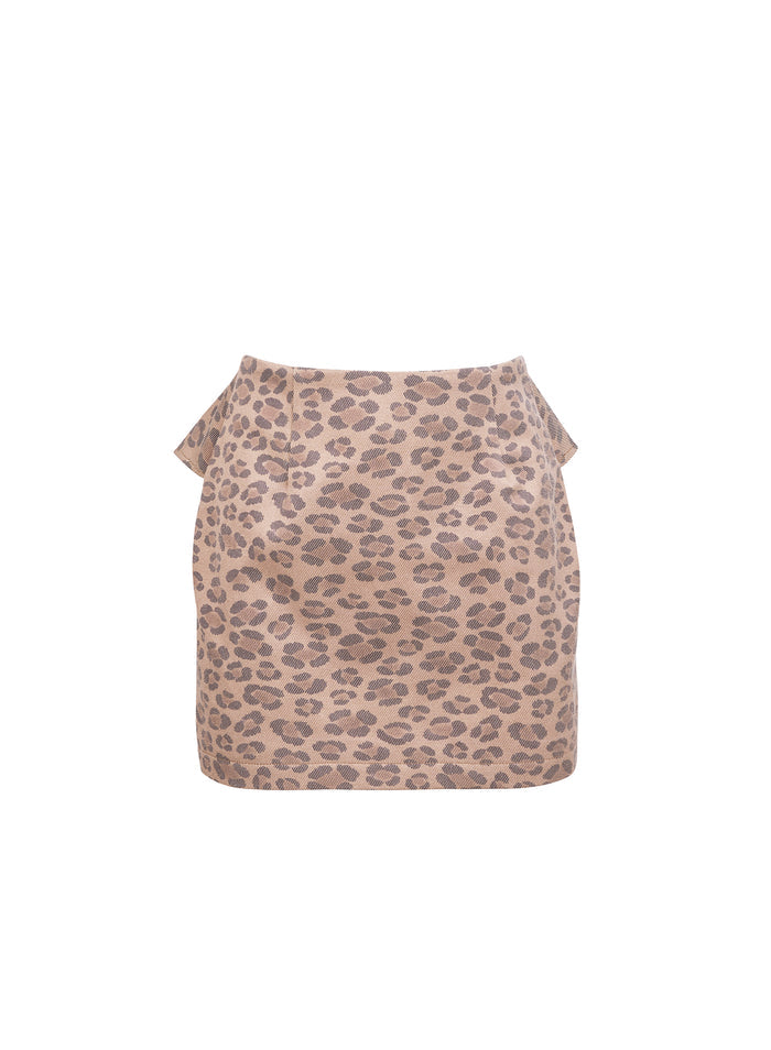 Leopard Twill Mini Skirt