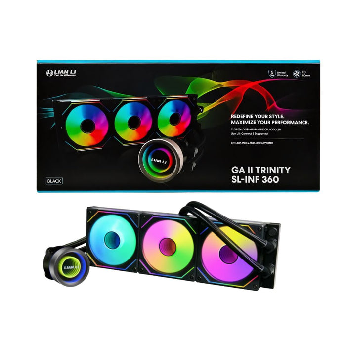 LIAN LI GA II TRINITY SL-INF 360 RGB AIO Liquid Cooler - Black