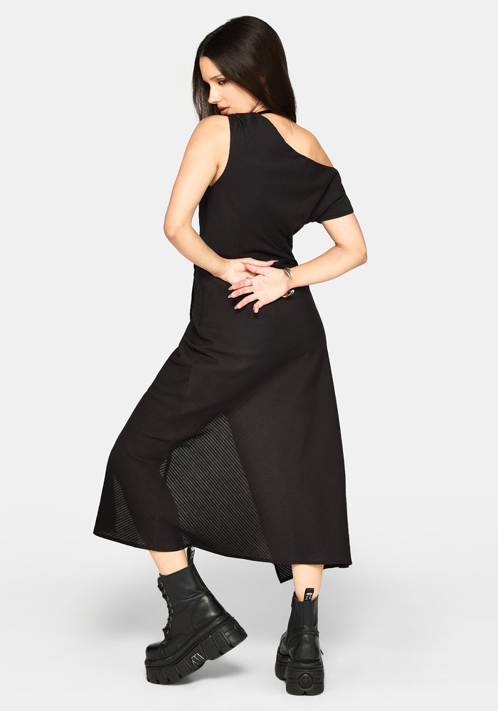Lila Asymmetric Stripe Midaxi Dress