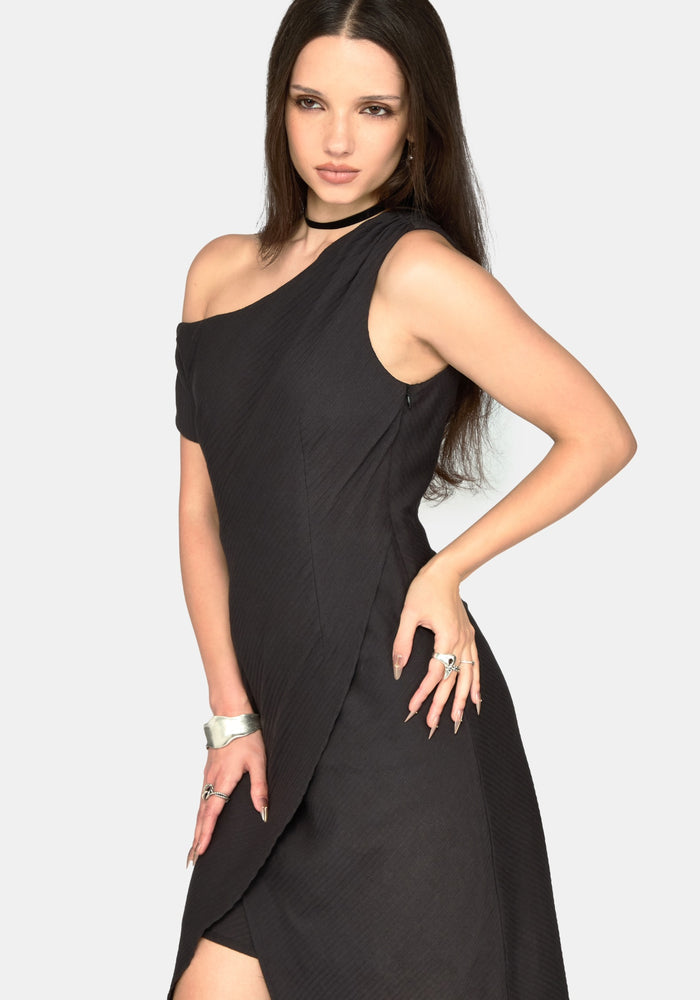 Lila Asymmetric Stripe Midaxi Dress