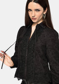 Lila Scallop Lace Open Collar Shirt