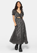 Lili Jacquard Lace Insert Ruched Bust Midi Dress