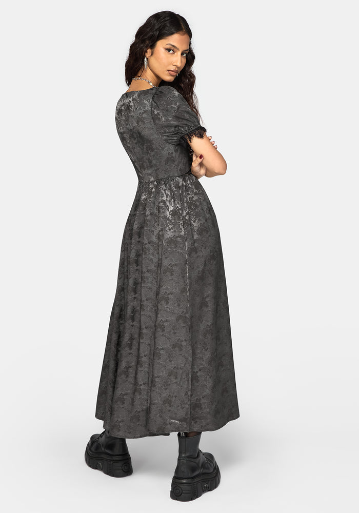 Lili Jacquard Lace Insert Ruched Bust Midi Dress