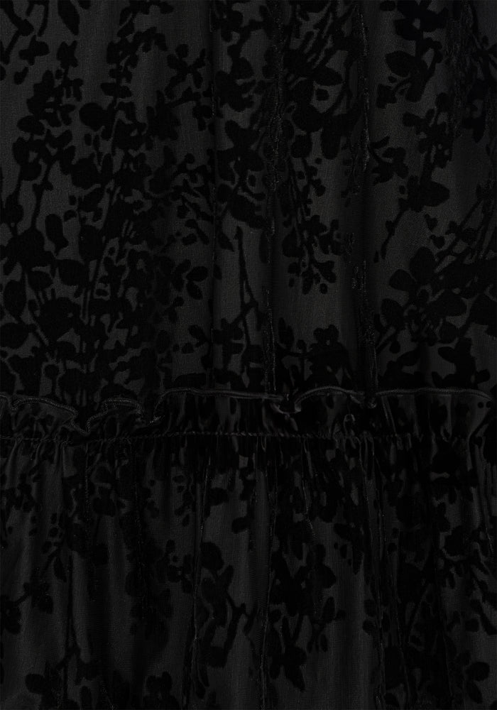 Lilias Devoré Velour Mesh Tiered Mini Dress