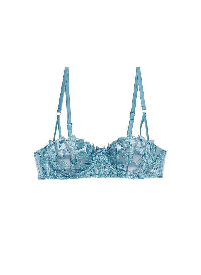 Lily Embroidery Balconette Bra-velvet icy teal-flat