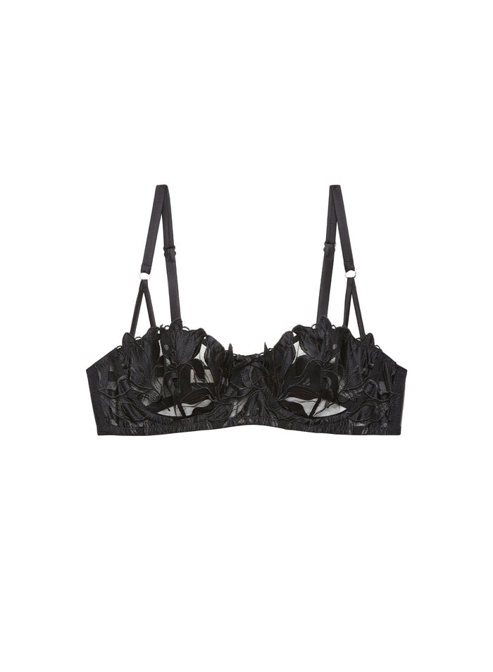Lily Embroidery Balconette Bra-black-flat