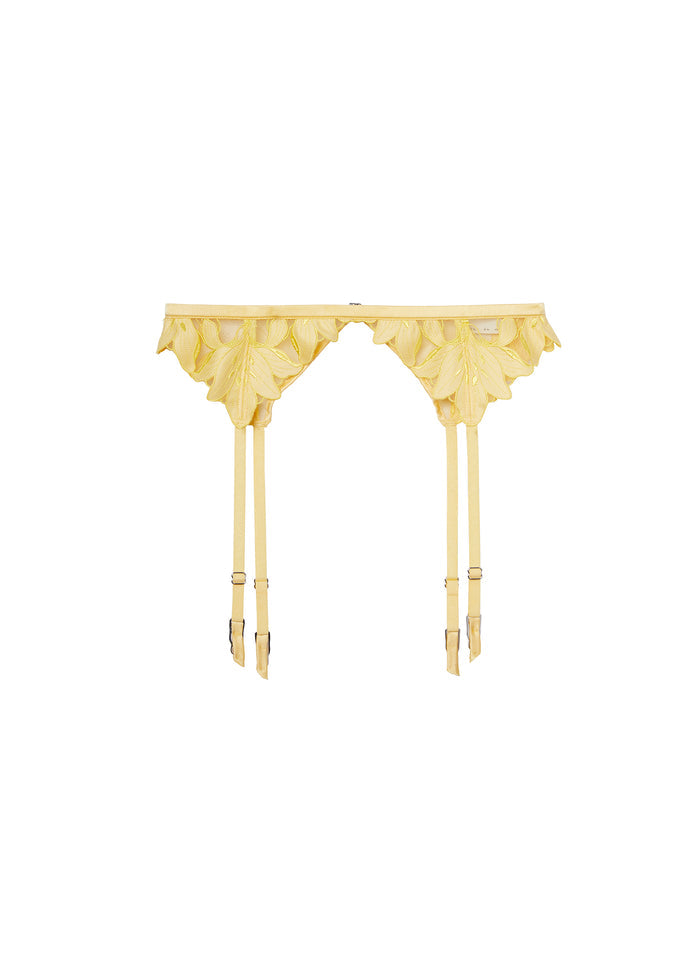 Lily Embroidery Garter Belt-daffodil-Fleur du Mal-flat
